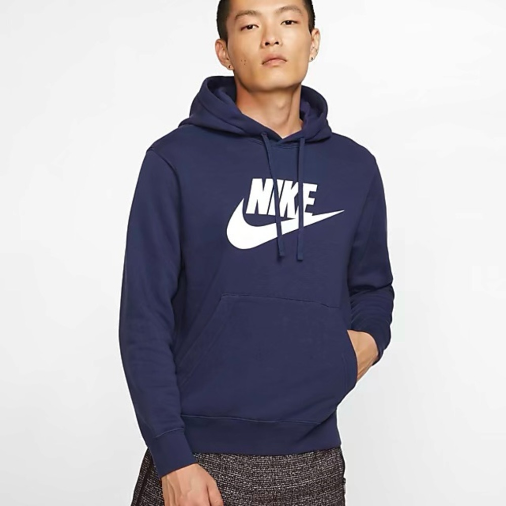 NIKE SPORTSWEAR CLUB FLEECE NAVY GRAPHIC HOODIE